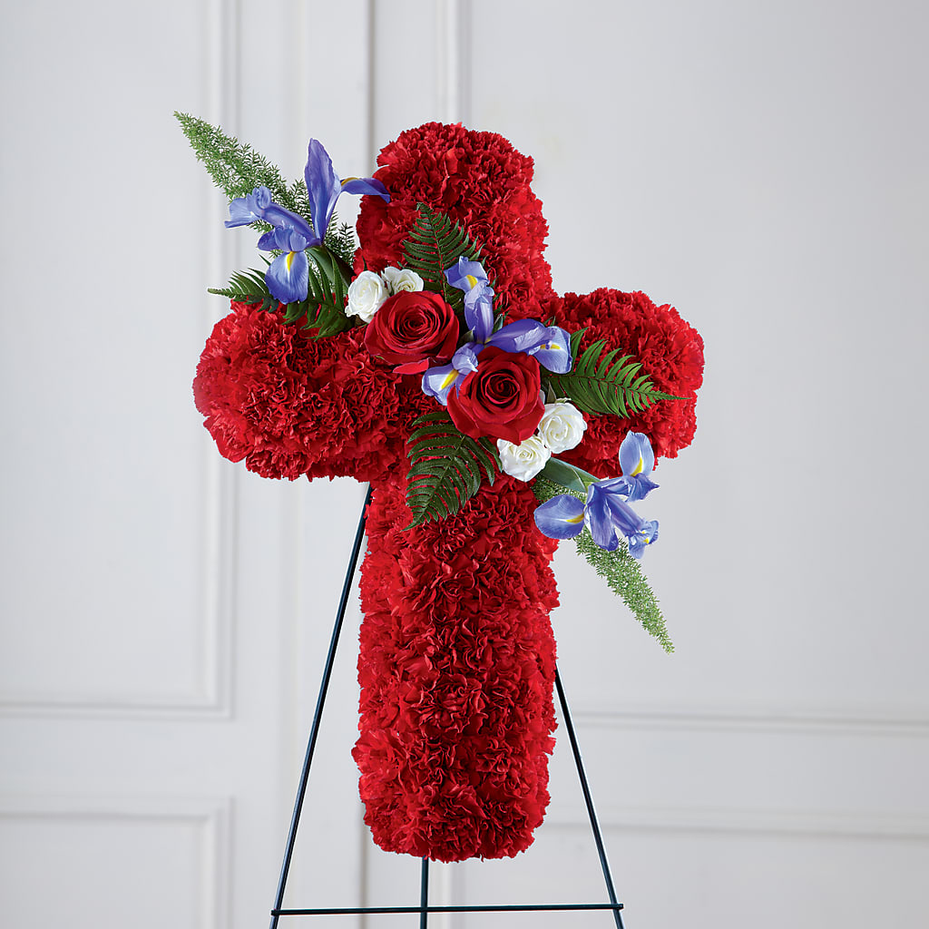 Faithful Hero Floral Cross – VERN'S SHARONVILLE FLORIST, Cincinnati OH