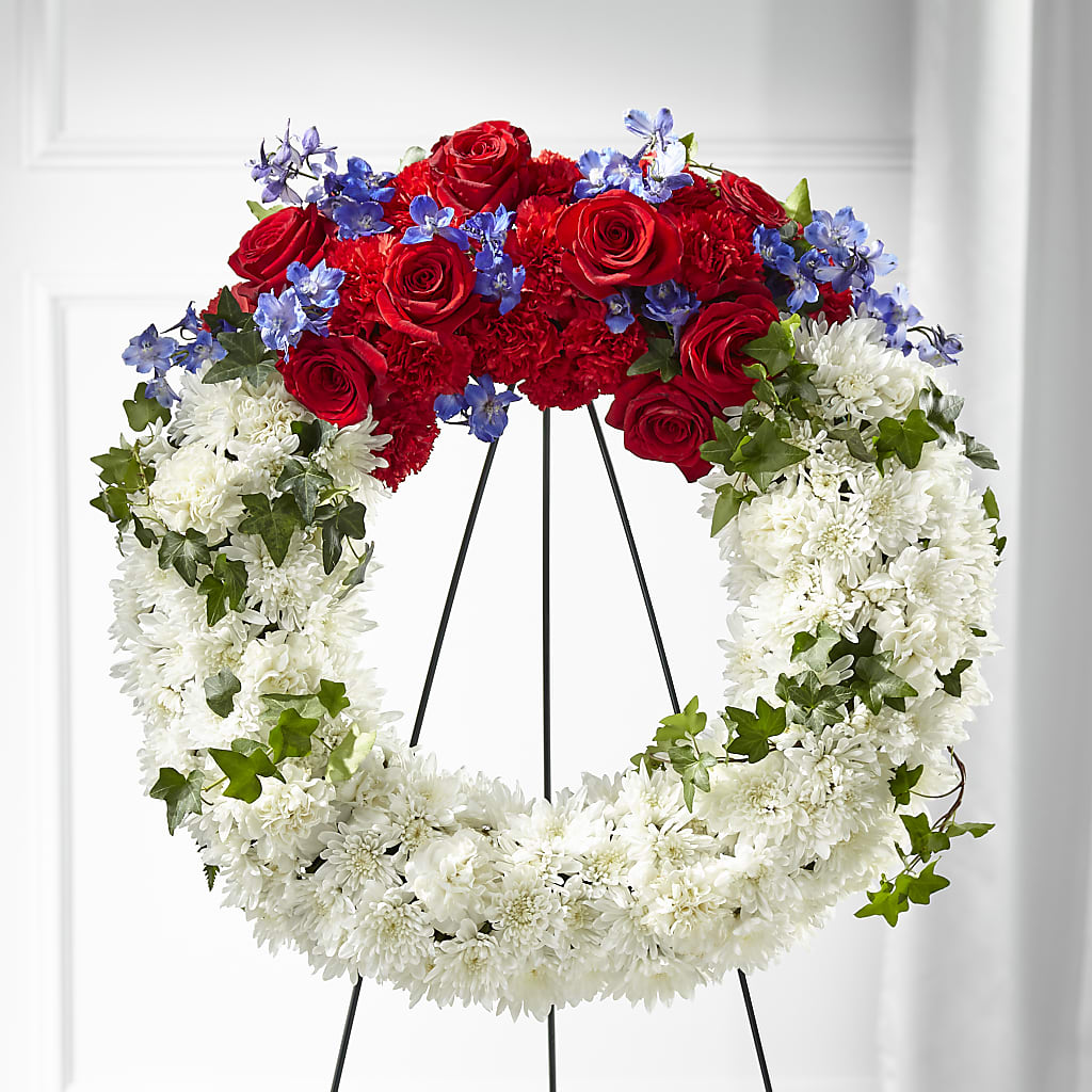 Patriotic Passion Wreath – VERN'S SHARONVILLE FLORIST, Cincinnati OH