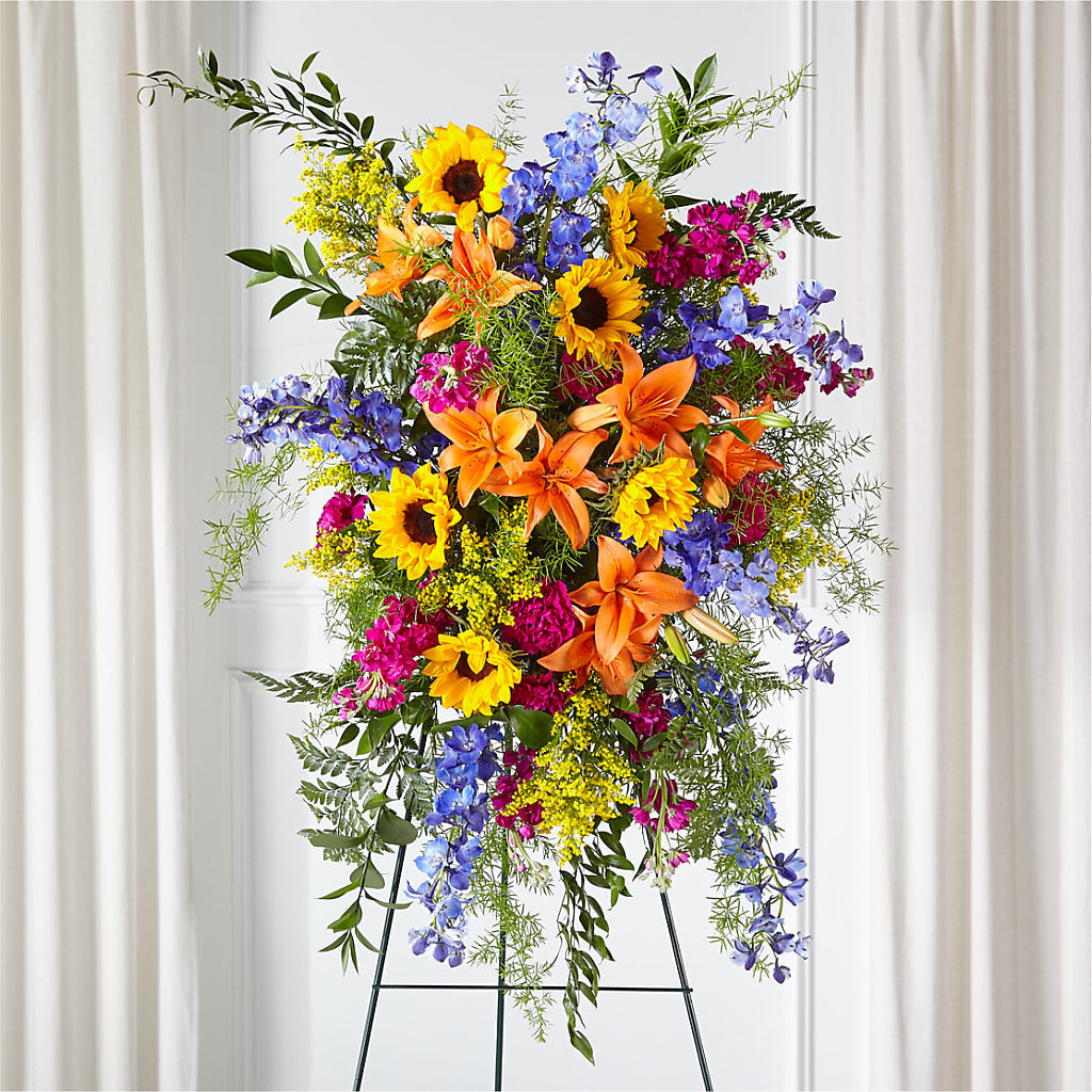 Sunlit Memories Standing Spray (Standard) – VERN'S SHARONVILLE FLORIST, Cincinnati OH