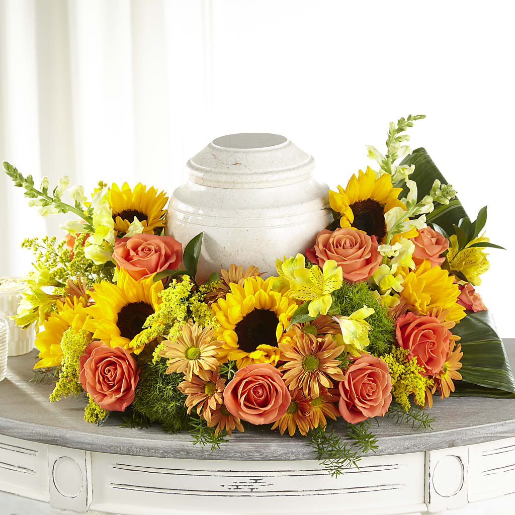 Faithful Sunflower Cremation Adornment – VERN'S SHARONVILLE FLORIST, Cincinnati OH