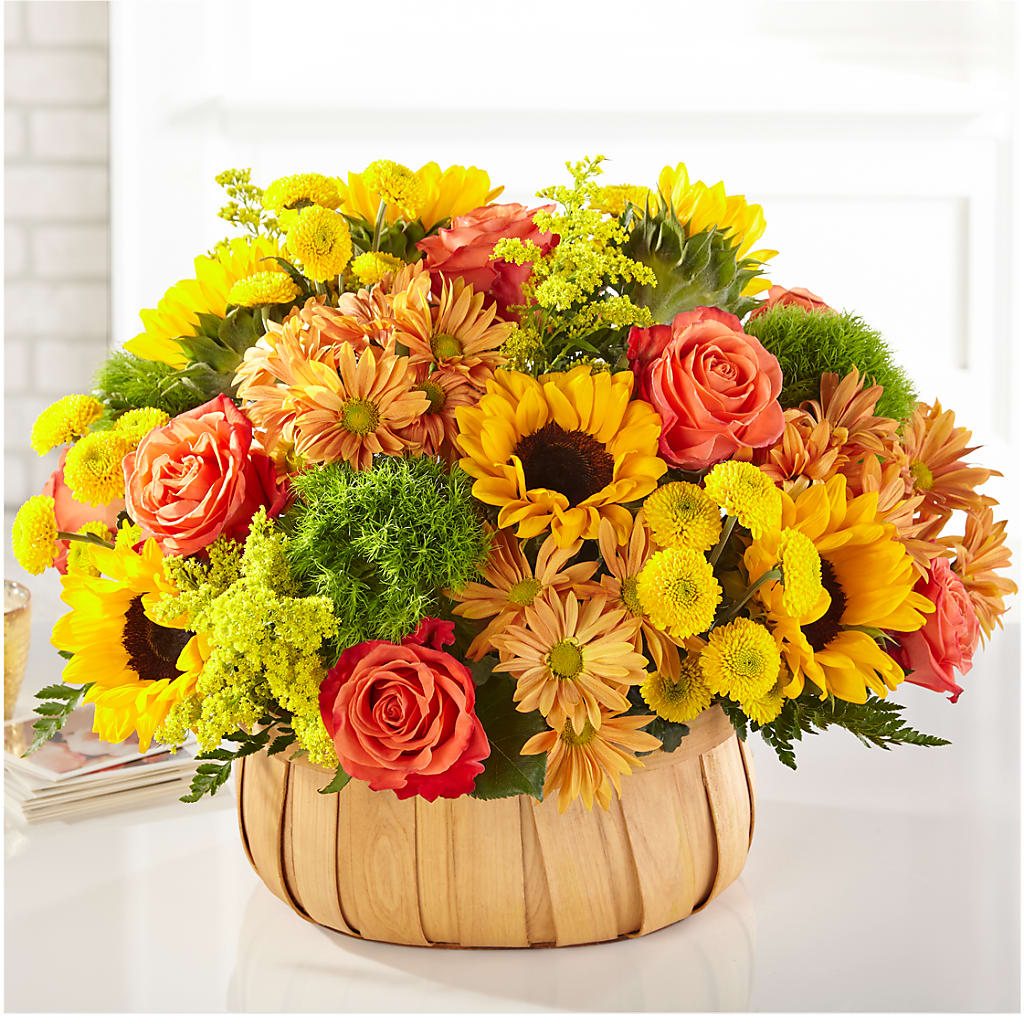 Harvest Sunflower Basket – VERN'S SHARONVILLE FLORIST, Cincinnati OH