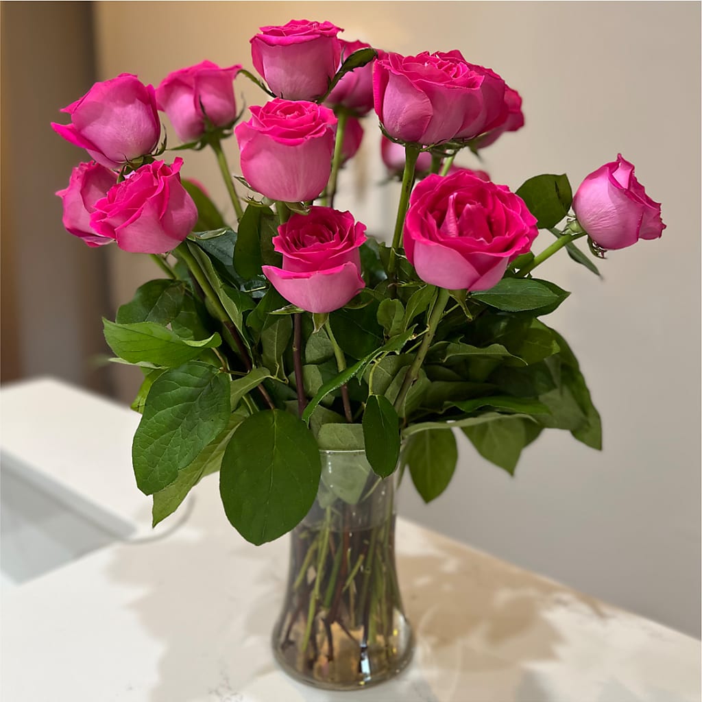 Long Stem Pink Rose Bouquet – VERN'S SHARONVILLE FLORIST, Cincinnati OH