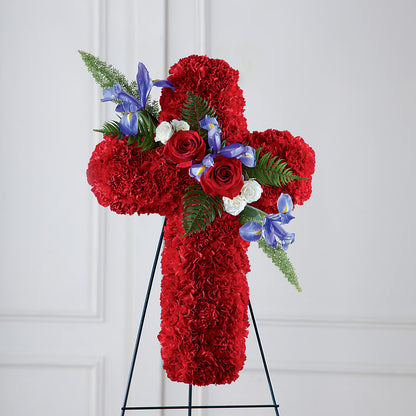 Faithful Hero Floral Cross – VERN'S SHARONVILLE FLORIST, Cincinnati OH