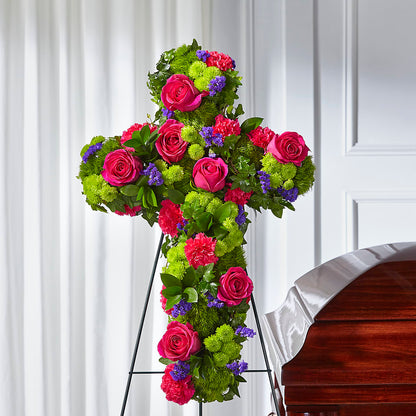 Tribute Rose Floral Cross – VERN'S SHARONVILLE FLORIST, Cincinnati OH