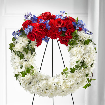 Patriotic Passion Wreath – VERN'S SHARONVILLE FLORIST, Cincinnati OH