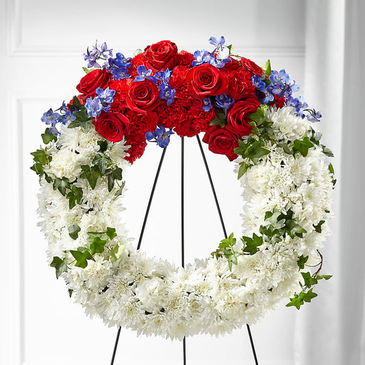 Patriotic Passion Wreath – VERN'S SHARONVILLE FLORIST, Cincinnati OH